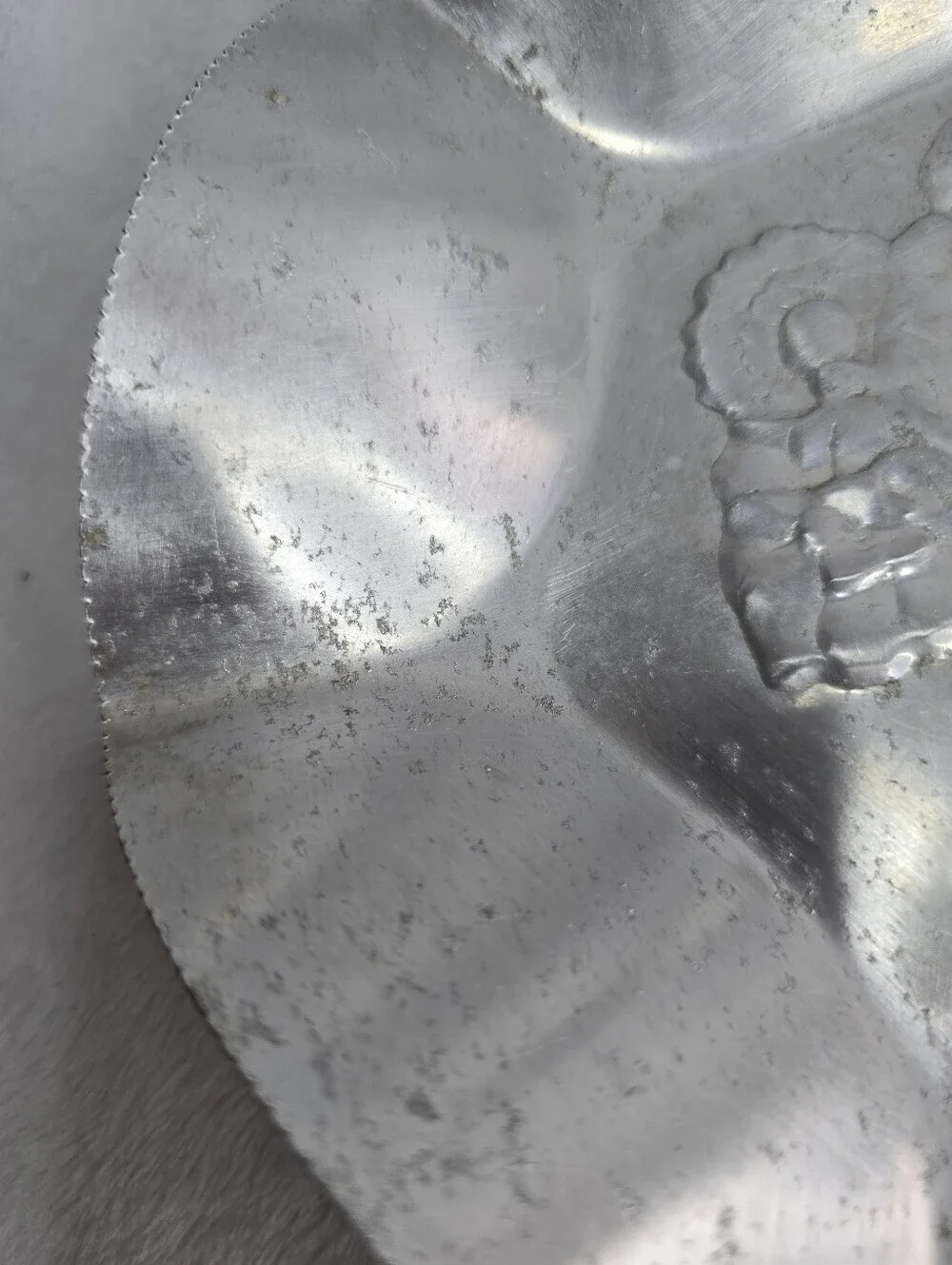 Vintage Mid Century Nasco Italian Aluminum Candy Dish Rose Design, See Described